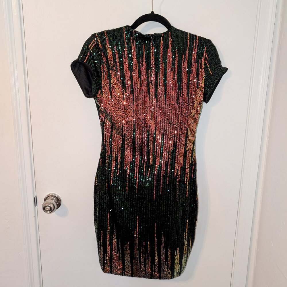 Venus Low Plunge Sequin Mini Dress - Size 4 - Picture 4 of 13